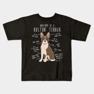 Brindle Boston Terrier Dog Anatomy Kids T-Shirt